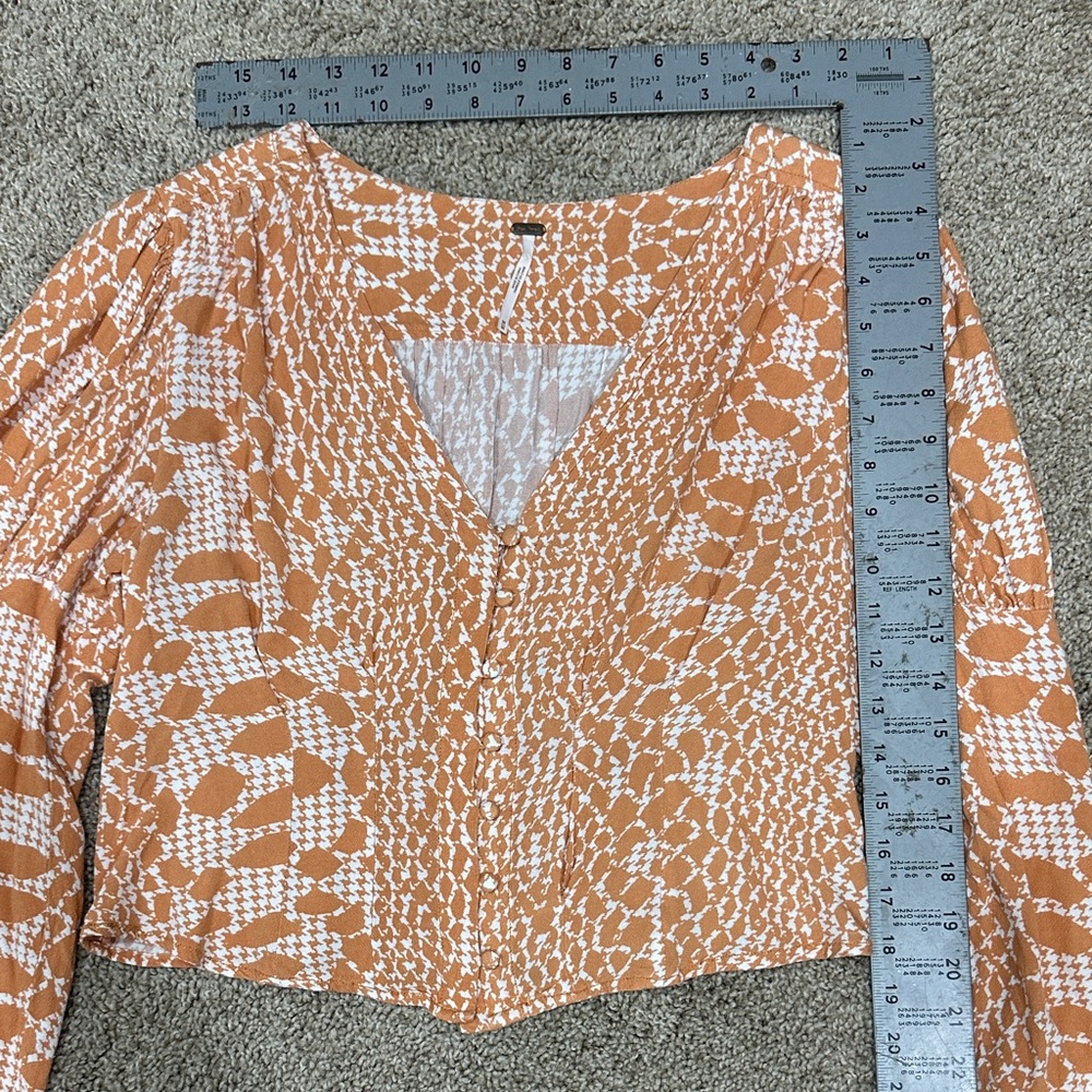 Free People Orange Patterned Blouse - Picture 5 of 7